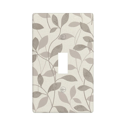 Single Toggle Light Switch Cover Wall Plate Grey Leaves Decorative Farmhouses Bathrooms Bedrooms Kitchens Faceplate 1 Gang Standard Size 4.5" x 2.76"