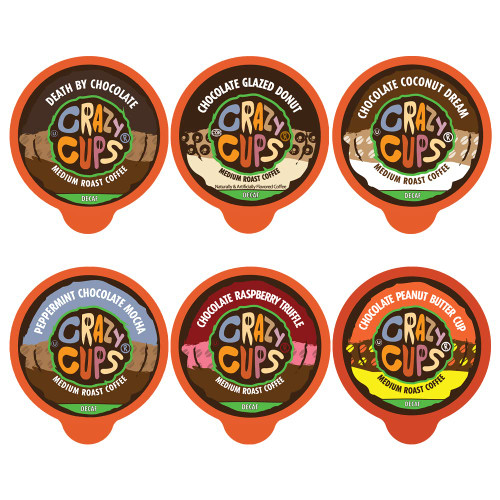 Crazy Cups Decaf Chocolate Coffee Pods Variety Pack, Chocolate Flavored Decaf Coffee For Keurig K Cup Machines, Includes Death By Chocolate, Chocolate Raspberry, Peppermint Mocha, & More, 24 Count Crazy Cups Decaf Chocolate Coffee Pods Variety Pack, Chocolate Flavored Decaf Coffee For Keurig K Cup Machines, Includes Death By Chocolate, Chocolate Raspberry, Peppermint Mocha, & More, 24 Count