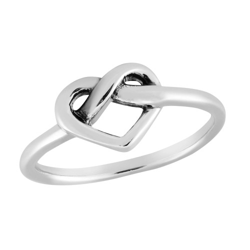 AeraVida Romance Inspired Forever Love Infinity Knot Heart Shaped .925 Sterling Silver Cute and Casual Ring Size 9