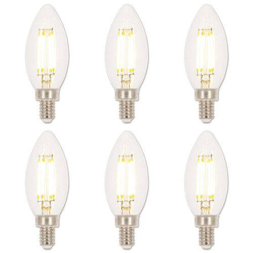 Westinghouse Lighting 5271020 4.5 Watt (60 Watt Equivalent) B11 Dimmable Clear Filament LED Light Bulb, Candelabra Base, 6 Pack