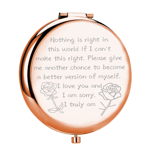 UJIMS Apology Gift Sorry Compact Travel Makeup Mirror for Women I Love You and I Am Sorry for Him Her Forgive Me Gift (SorryCompactMirror)