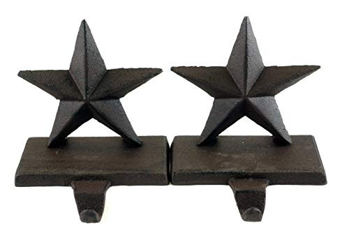 Party Explosions Cast Iron Rustic Stars Holiday Stocking Holders - Set of 2