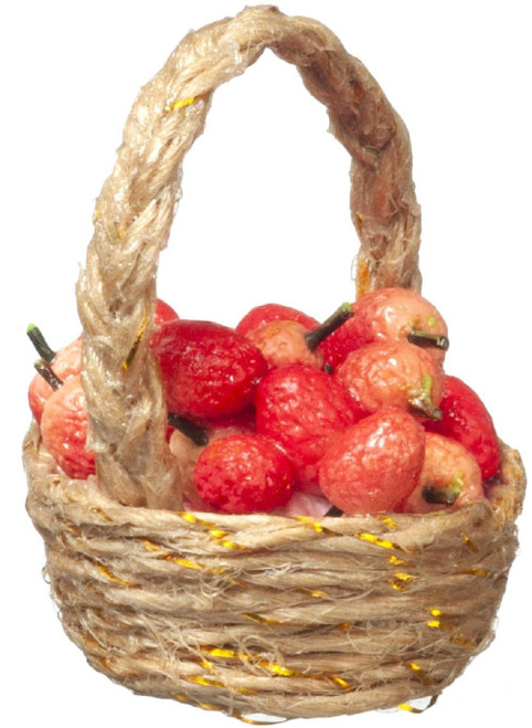 Melody Jane Dollhouse Strawberries in Basket Miniature Shop Store Market Accessory 1:12