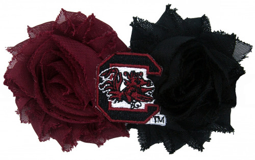 Divine Creations NCAA South Carolina Fighting Gamecocks Girls UnFRAYgettable Flower Clip, Maroon/Black, One Size