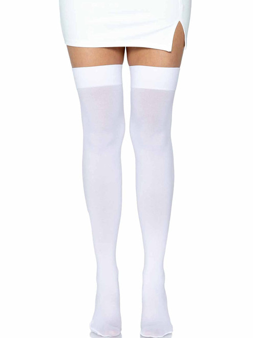 Leg Avenue Women's Solid Hue Thigh Highs, White, One Size