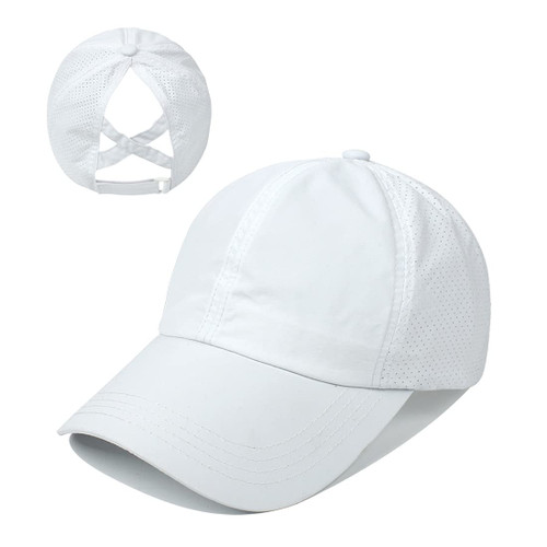 Cross Hat Womens Baseball Cap -Cross Ponytail Hat Baseball Cap White