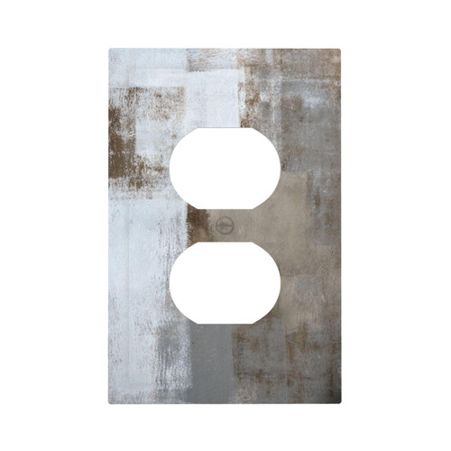 Brown White Grey Abstract Art 1 Gang Device Electrical Duplex Outlet Plate Covers Decorative Single Duplex Wall Plate Receptacle Light Switch Cover Switchplate