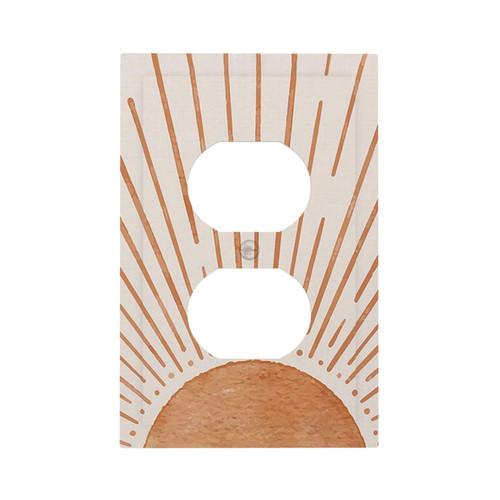 60s Orange Vinrage Boho Sun 1 Gang Device Electrical Duplex Outlet Plate Covers Decorative Single Duplex Wall Plate Receptacle Light Switch Cover Switchplate