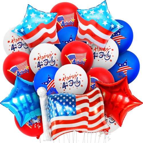 KatchOn, 4th of July Balloons Set - Pack of 26 | American Flag Balloons for 4th of July Decorations | USA Balloons for 4th Of July Party Decorations | Patriotic Balloons for Fourth of July Decorations