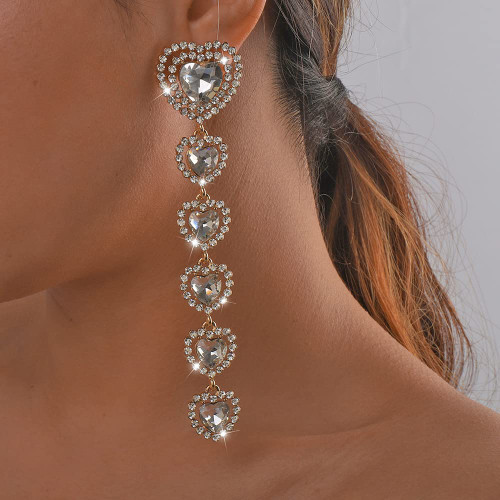 Jumwrit Long Rhinestone Heart Earrings Interlocking Heart Drop Dangle Earrings Cute Love Heart Stud Earrings for Women Girls?Gold? Jumwrit Long Rhinestone Heart Earrings Interlocking Heart Drop Dangle Earrings Cute Love Heart Stud Earrings for Women Girls?Gold?
