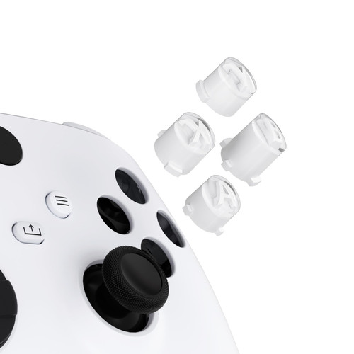 eXtremeRate ABXY Buttons for Xbox Core Wireless Controller, Two-Tone Carmine Robot White & Clear Classic Symbols Action Buttons Replacement Prats for Xbox One S/X, Elite Series 2 Core & 1 Controller