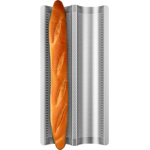 Fulimax Baguette Pan French Bread Pans For Baking Pans, Nonstick 2 Slots Perforated Italian Loaf Pan Mold Long French Bread Pan Siliver