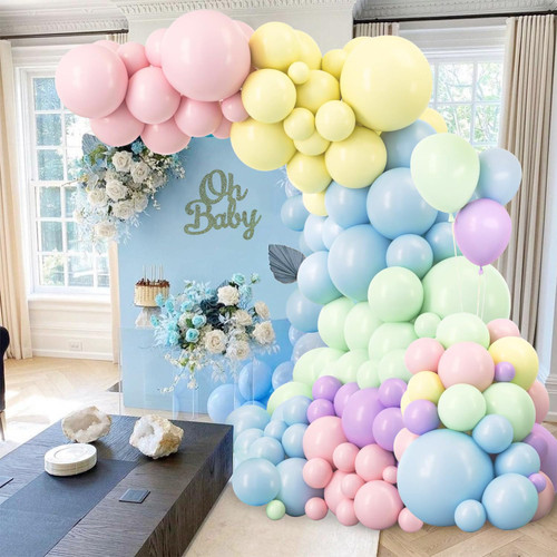 Pastel Balloons Garland Arch Kit, Pastel Rainbow Colorful Macaron Balloons Garland Birthday Party Decorations for Birthday, Baby Shower, Bridal Shower, Anniversary, Wedding