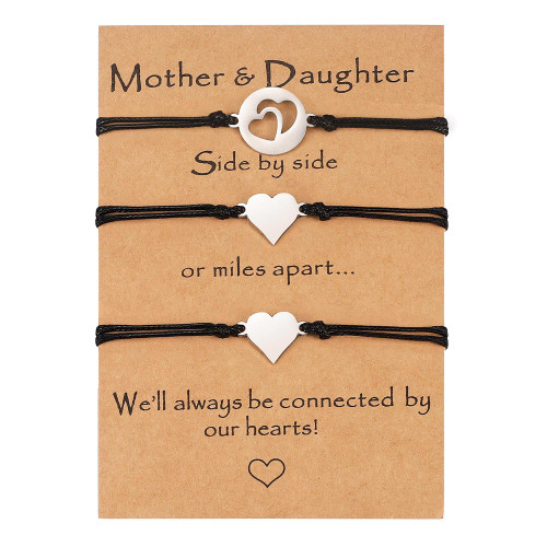 EXEINCITE Mother Daughter Bracelets Set for 3, Mother Daughter Gift Mom and Daughter Heart Matching Bracelets Jewelry Mothers Day Valentines Gifts for Mom Daughter Birthday Women Present EXEINCITE Mother Daughter Bracelets Set for 3, Mother Daughter Gift Mom and Daughter Heart Matching Bracelets Jewelry Mothers Day Valentines Gifts for Mom Daughter Birthday Women Present
