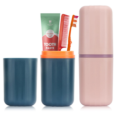 Muranana Travel Toothbrush Case,2pcs Travel Toothbrush Cup Holder Toothpaste Storage Containers, Portable Toothbrush Case for Travel Camping Business School Trip Home, Blackish-green+Pink Muranana Travel Toothbrush Case,2pcs Travel Toothbrush Cup Holder Toothpaste Storage Containers, Portable Toothbrush Case for Travel Camping Business School Trip Home, Blackish-green+Pink