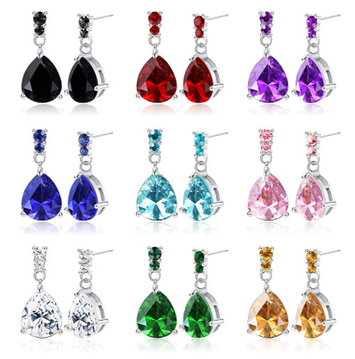 JOERICA 9 Pairs Stainless Steel CZ Dangle Earrings for Women Crystal Teardrop Earrings Set Multicolor Cubic Zirconia Birthstone Drop Earrings JOERICA 9 Pairs Stainless Steel CZ Dangle Earrings for Women Crystal Teardrop Earrings Set Multicolor Cubic Zirconia Birthstone Drop Earrings