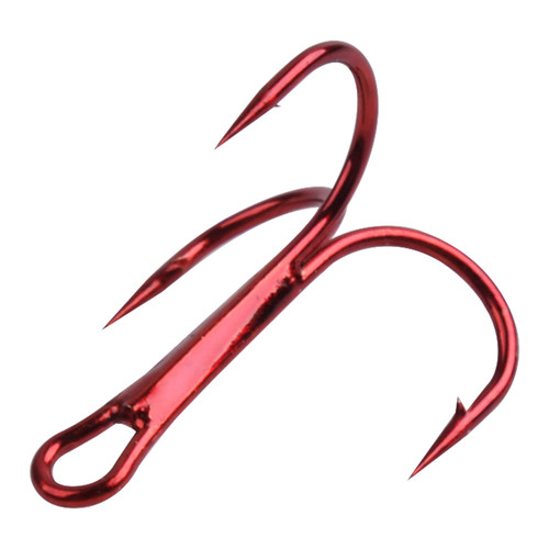 Treble Fishing Hooks - 120 Pcs/lot Sharp Round Bend Treble Hooks Strong Wide Gap High Carbon Steel Barbed Fish Hook for Fishing Lures Baits Freshwater Saltwater Size: 1/0# - 14# (red, 12# 120pcs)