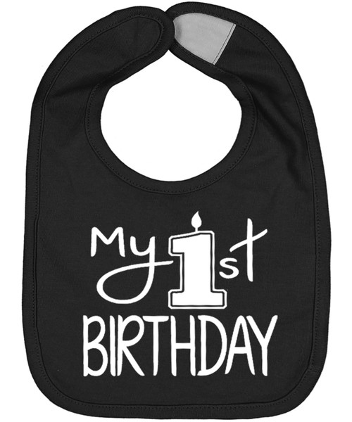 Aiden's Corner Handmade Cute Baby Boy Girl First Birthday Smash Cake Bibs - My 1st Birthday Bib (White Black)