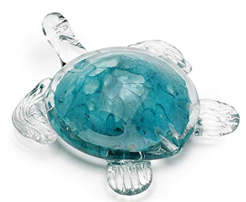 Dynasty Gallery Glass Sea Turtle Paperweight Blue Shell Clear Glass Flippers Head Tail