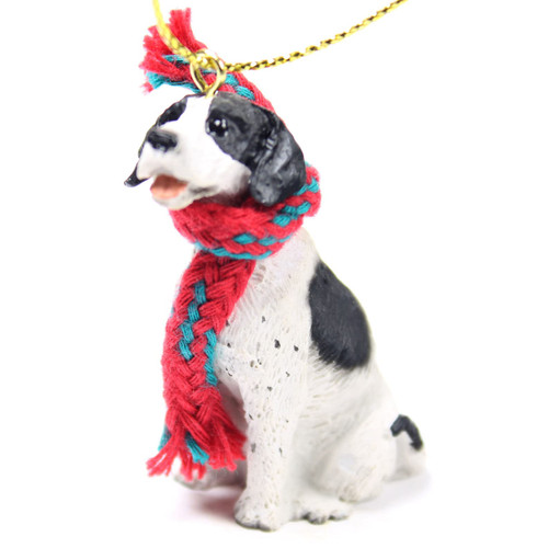 Pointer Tiny Miniature One Christmas Ornament Black-White - Delightful!