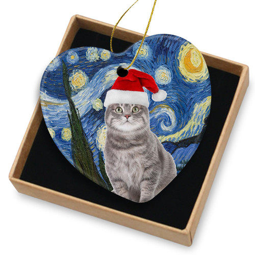Cat Christmas Ornament Cat Lover Gifts Cat Christmas Decorations Ceramic Christmas Tree Ornaments - Gray Tabby Cat with Xmas Hat Cat Christmas Ornament Cat Lover Gifts Cat Christmas Decorations Ceramic Christmas Tree Ornaments - Gray Tabby Cat with Xmas Hat