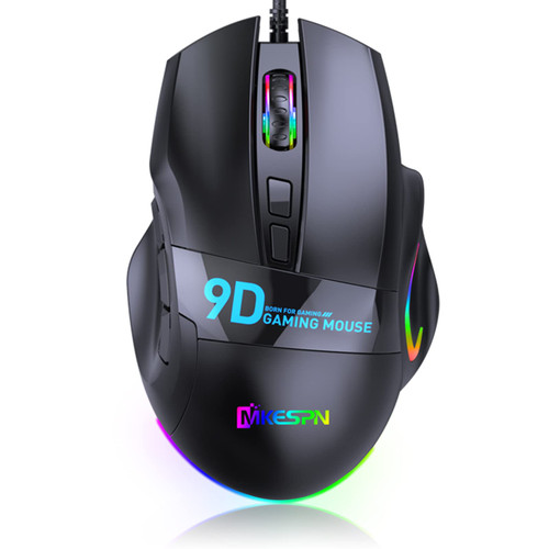 VEGCOO Wired Gaming Mouse, 12800 DPI Adjustable, 9 Programmable Botton, Gaming Mouse with Side Buttons, RGB LED Light up Mouse for Gaming, Ergonomic Computer Mouse for PC Laptop (C45 Black)