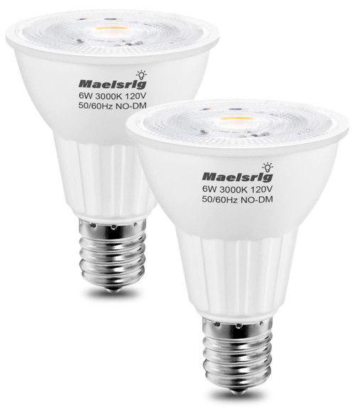 Maelsrlg E17 LED Bulb 6W(60 Watt Equivalent), Intermediate Base Spotlight Bulb, Warm White 3000K, E17 Reflector R14 Bulb for Curio Cabinet, Non-Dimmable, Pack of 2