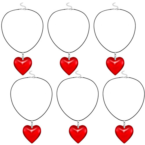 Ecation 6 Pcs Chunky Puffy Glass Heart Choker Necklace Red Heart Pendant with Braided Adjustable Chain Trendy Aesthetic Y2k Necklaces Jewelry for Women Teen Girls Gifts Accessories