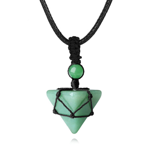 YATOJUZI Green Aventurine Healing Crystal Necklace Pointed Pendant Necklaces Adjustable Rope Natural Pyramid Gemstone Stone Necklace Reiki Quartz Jewelry for Women Men YATOJUZI Green Aventurine Healing Crystal Necklace Pointed Pendant Necklaces Adjustable Rope Natural Pyramid Gemstone Stone Necklace Reiki Quartz Jewelry for Women Men