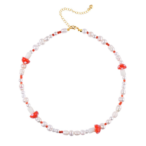 Miss Pink Beaded Pearl Necklace Mushroom Necklace Preppy Choker Red Mushroom Glass Bead Cute Trendy Y2K Necklace For Women Teen Girls Freshwater Pearl Necklace Miss Pink Beaded Pearl Necklace Mushroom Necklace Preppy Choker Red Mushroom Glass Bead Cute Trendy Y2K Necklace For Women Teen Girls Freshwater Pearl Necklace