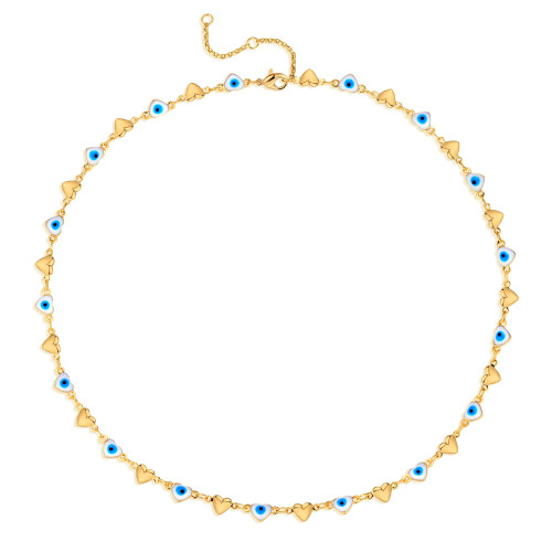 GDCOIN Gold Evil Eye Choker Necklace for Women 18k Gold Plated Small Heart Shape Evil Eye Choker Minimalist Simple Necklace Dainty Gold Choker Necklace Jewelry Gift for Women Girls