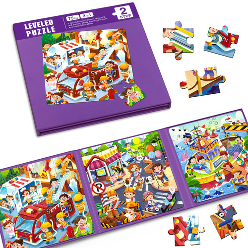 Magnetic Puzzles for Kids Ages 4-8, 3 in 1 Cartoon Magnet Puzzle Book, Montessori Preschool Learning Toy, Travel Toys and Travel Games for 3-5 Year Olds Boys and Girls Magnetic Puzzles for Kids Ages 4-8, 3 in 1 Cartoon Magnet Puzzle Book, Montessori Preschool Learning Toy, Travel Toys and Travel Games for 3-5 Year Olds Boys and Girls