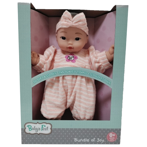 Baby's First Golberger 13" Bundle of Joy Asian Baby Doll w/Stripped Outfit & Matching Headband