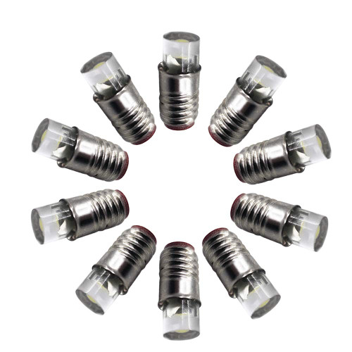 Ruiandsion 10pcs E5 LED Bulbs E5 E5.5 Screw BaseLED Bulb 12V Upgrade for Modle Train Lights,Warm White