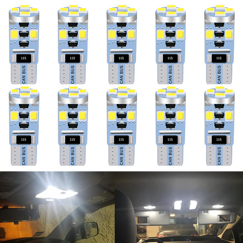 UNXMRFF - Super Bright 194 LED Bulb White 6000K Canbus Error Free, T10 168 2825 W5W LED Bulbs for Interior Car Light Bulbs Dome Map License Plate Trunk Cargo Lights, (10PCS)