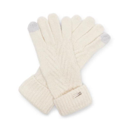 Steve Madden LUREX INFUSED CHEVRON KNIT GLOVE- IVORY