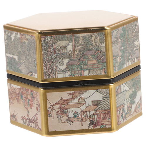 Holibanna metal cookie tin tinplate tea can Small Kitchen Canisters Tinplate tea jar round tin container tea bags organizer tea storage containers sugar jar black tea pp grain storage box