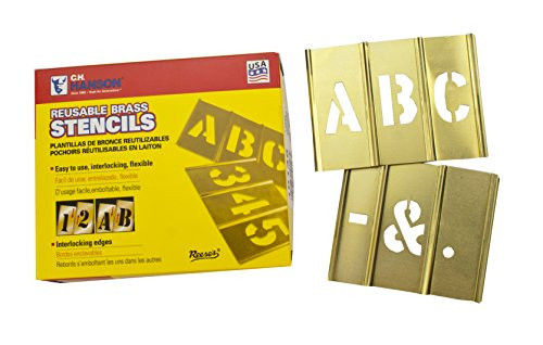 CH Hanson 10033 3 inch Brass Letter 33 Piece Interlocking Stencil Set