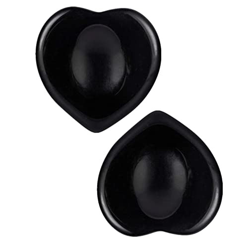Rockcloud Pack of 2 Black Obsidian Crystal Thumb Worry Stone for Anxiety, Healing Crystal Pocket Palm Stone, Heart Shape Rockcloud Pack of 2 Black Obsidian Crystal Thumb Worry Stone for Anxiety, Healing Crystal Pocket Palm Stone, Heart Shape