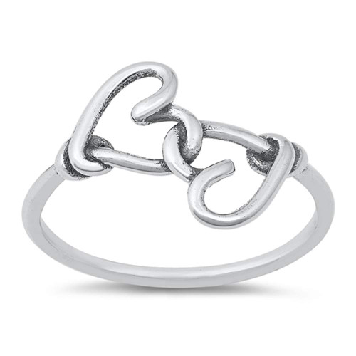 Interlocking Thin Line Promise Heart Ring .925 Sterling Silver Band Size 6 Interlocking Thin Line Promise Heart Ring .925 Sterling Silver Band Size 6