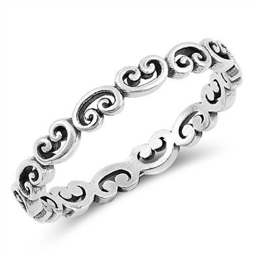 Oxidized Stackable Heart Midi Purity Ring .925 Sterling Silver Band Size 6