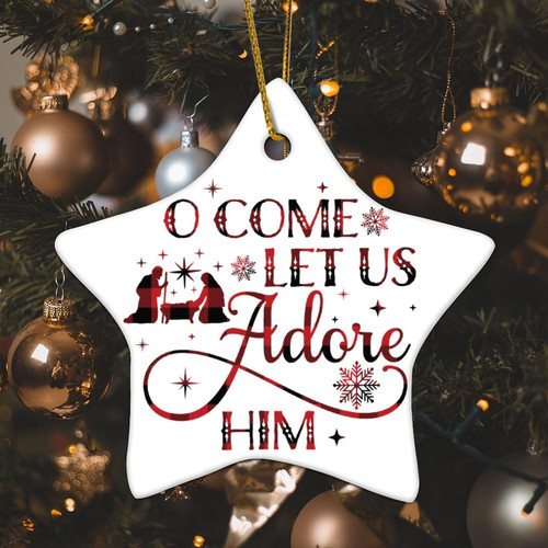 Christmas Ornaments 2023 O Come Let Us Adore Him Xmas Ornament Religious Gift for Christian Keepsake First Christmas Santa Claus Collectible Gift for Festive Holidays Home Decor Ceramic Star 3" White Christmas Ornaments 2023 O Come Let Us Adore Him Xmas Ornament Religious Gift for Christian Keepsake First Christmas Santa Claus Collectible Gift for Festive Holidays Home Decor Ceramic Star 3" White