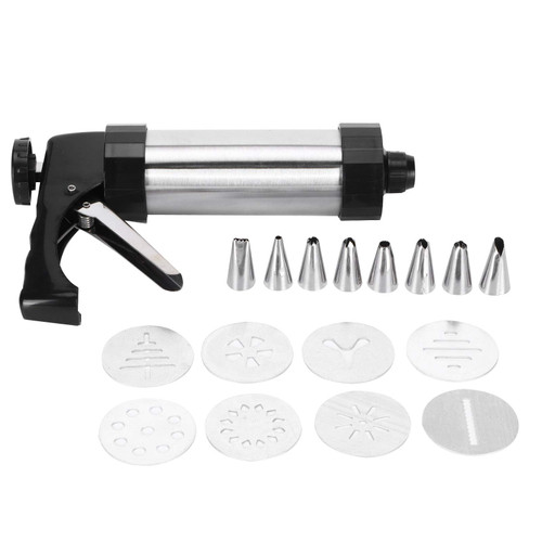 HYWHUYANG Preferred Press Cookie Press, Stainless Steel Cookie Maker Machine, Cookie Maker Machine, Cookie Press Baking with 8 Nozzle and 8 Cookies molds, Baking Supplies, Spritz Cookie Press