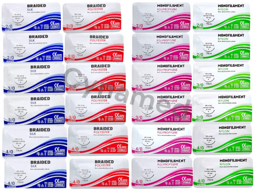 Premium Practice Sutures |Sutures Thread with Needle (24 Mixed 2/0,3/0,4/0) | for Medical,Nursing, &Veterinary Students Suture Training | Suture Kit Companion | Demonstration & StudentUse Only