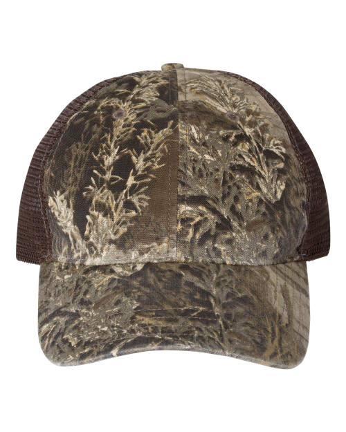 Richardson Camo Washed Trucker Cap Adjustable Realtree Max-1/ Brown