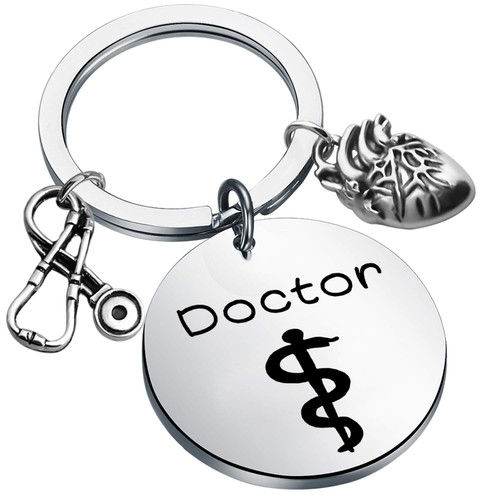 FEELMEM Doctor Gift Cardiologists Gift Doctor Keychain with Stethoscope Heart Charm Medical Jewelry Gift for Cardiologists Future Doctors Medical Students (Silver) FEELMEM Doctor Gift Cardiologists Gift Doctor Keychain with Stethoscope Heart Charm Medical Jewelry Gift for Cardiologists Future Doctors Medical Students (Silver)