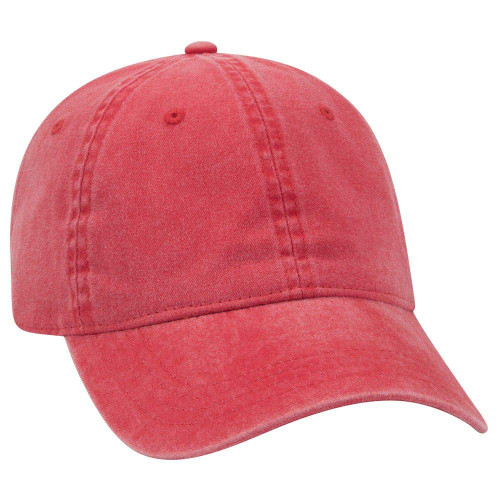 OTTO 6 Panel Low Profile Garment Washed Pigment Dyed Baseball Cap - Red