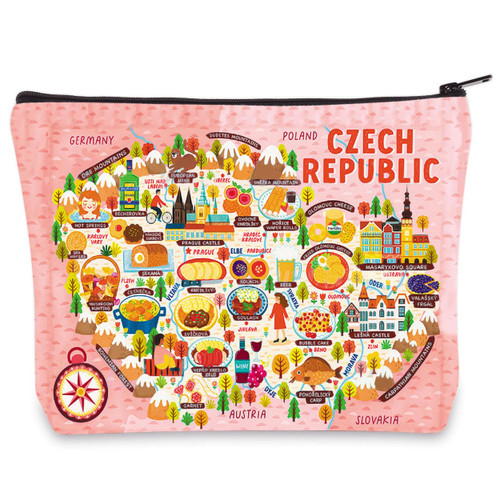 LEVLO Czech Republic Map Cosmetic Bag Czech Republic Travel Souvenir Gift Czech Republic Travel Bag Czech Republic Long Distance Relationship Gift (CZECH REPUBLIC) LEVLO Czech Republic Map Cosmetic Bag Czech Republic Travel Souvenir Gift Czech Republic Travel Bag Czech Republic Long Distance Relationship Gift (CZECH REPUBLIC)