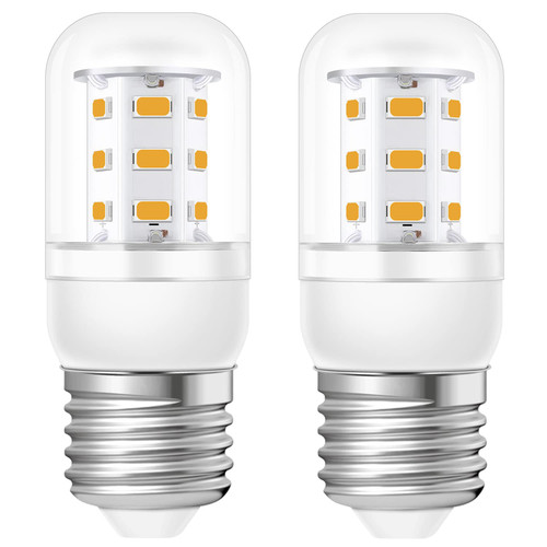 LED Refrigerator Light Bulb 3W, 40W Equivalent E26 Medium Base LED Bulb for Frigidaire,No Flicker 3000K Warm White Freezer Home Lighting Lamp, 120V, No Dimmable, Pack of 2