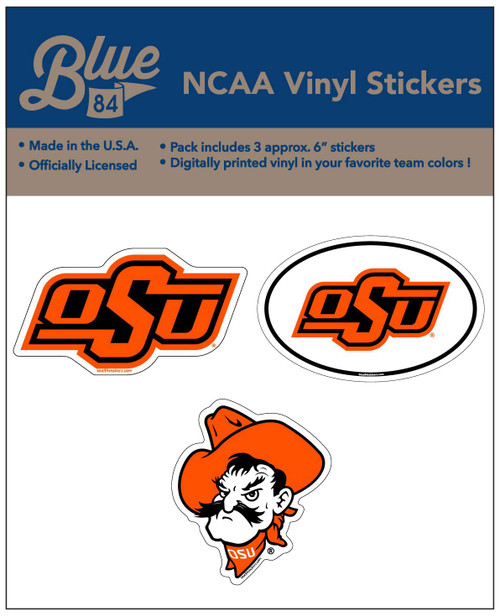 NCAA Oklahoma State Cowboys 6" Vinyl Sticker 3-Pack, Oklahoma State Cowboys Orange, One Size NCAA Oklahoma State Cowboys 6" Vinyl Sticker 3-Pack, Oklahoma State Cowboys Orange, One Size